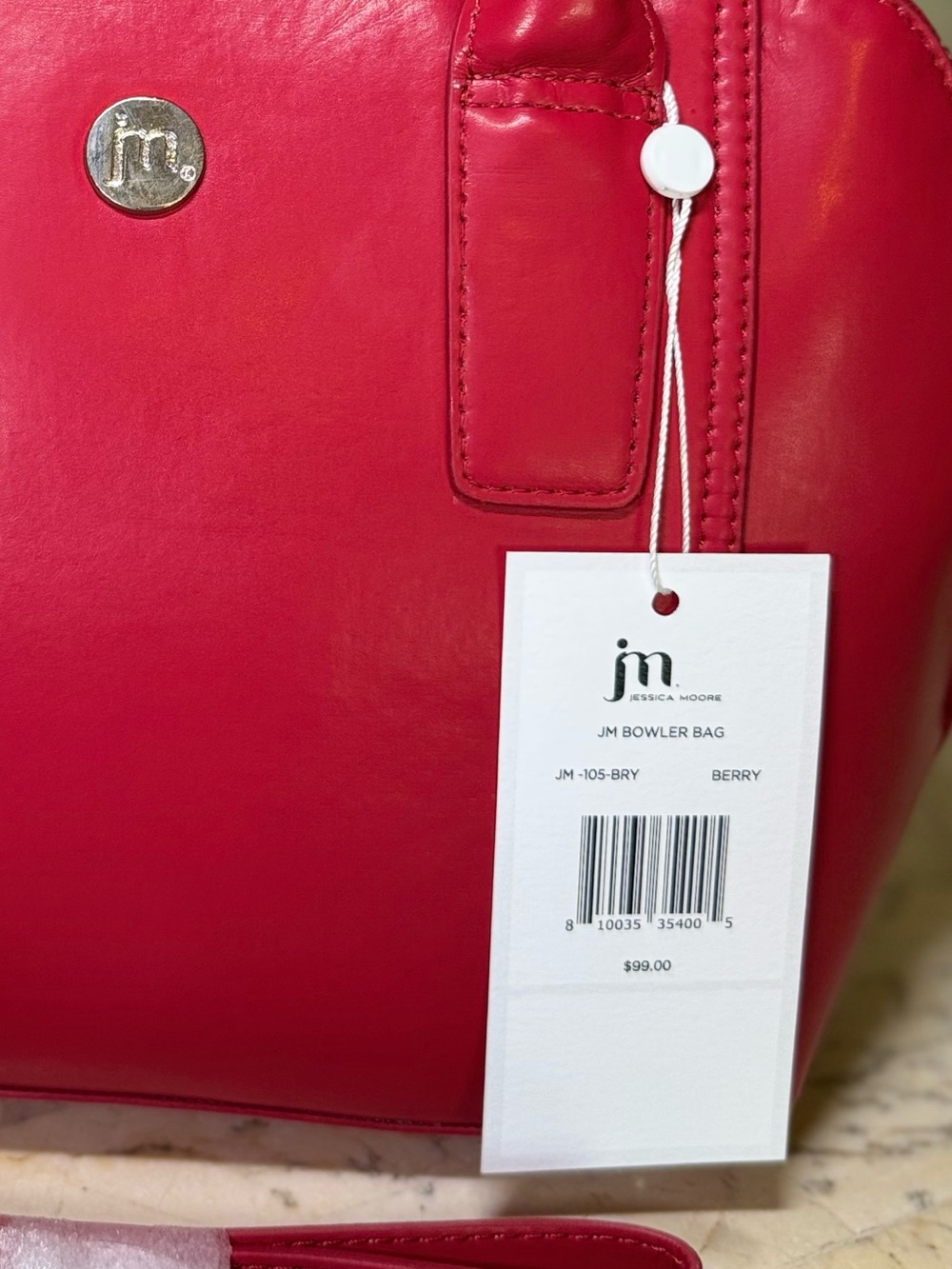 Jessica Moore Red Leather Tote Bag- crossbody - Picture 5 of 10